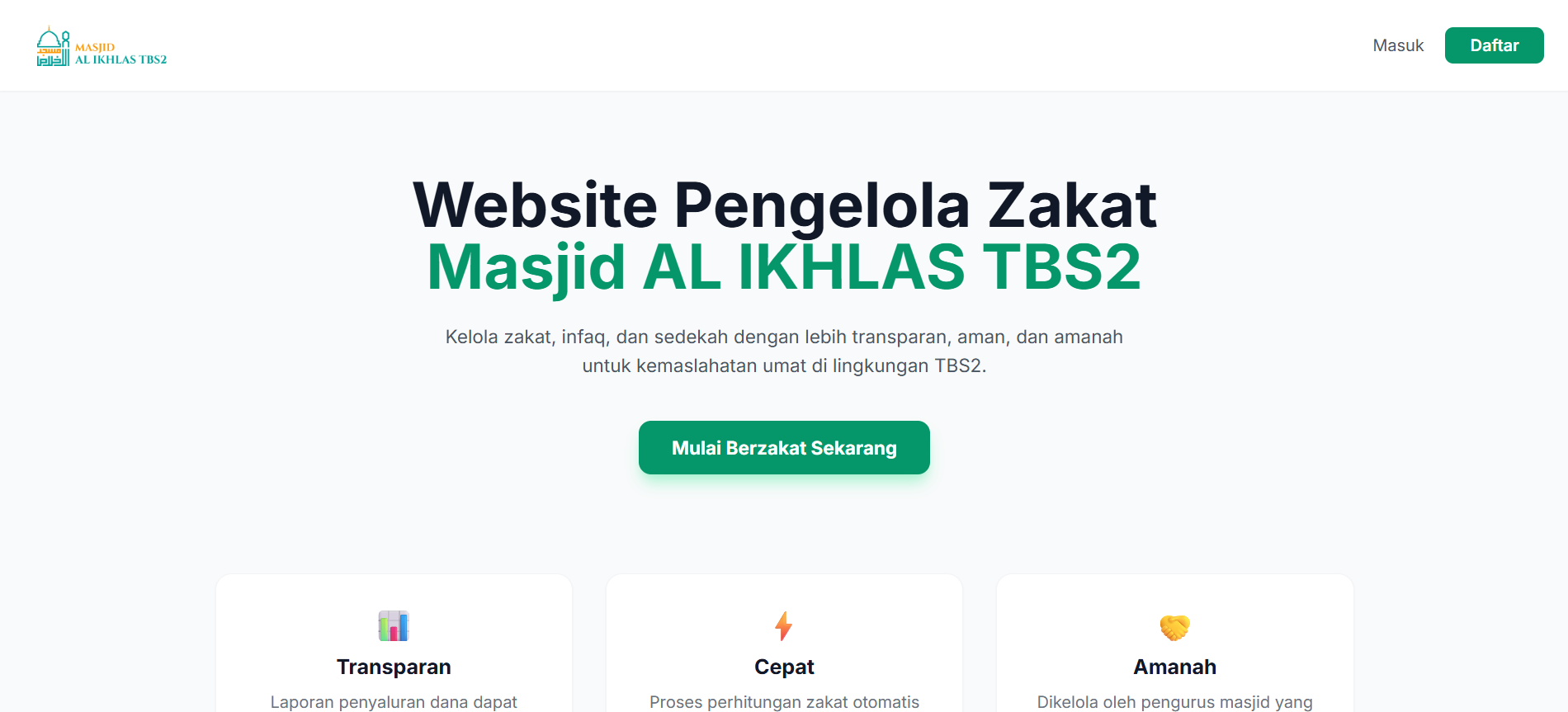 Web Zakat Masjid Al-Ikhlas TBS2